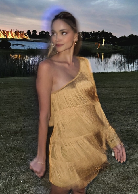 Vestido Tricot Curto Ombro Só Franjas Blforyou