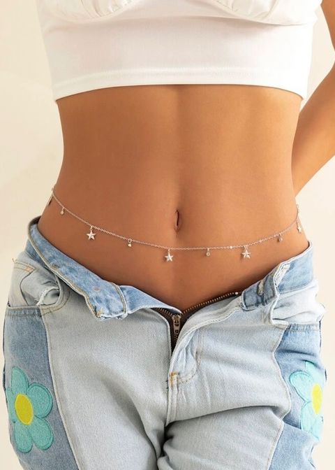 Colar de Corpo Bodychain Cintura Estrelas Jade