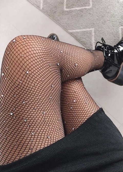 Meia Calça Arrastão com Strass Preta