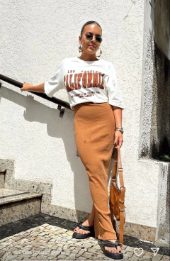 Saia Midi Loguete Cotton Fenda - comprar online