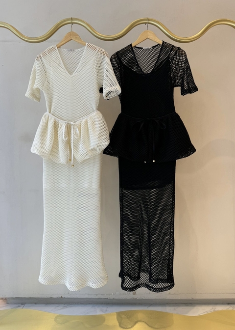 Vestido Midi Tela Peplum Bardoh