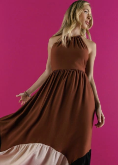 Vestido Midi Frente Única Tres Cores - loja online