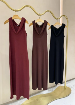Vestido Midi Ribana Gola V Fofinha