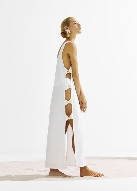 Vestido Midi Linho Abertura Lateral Bardoh