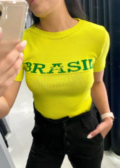 Blusa Camiseta Tricot Copa do mundo 22 Estrela Brasil