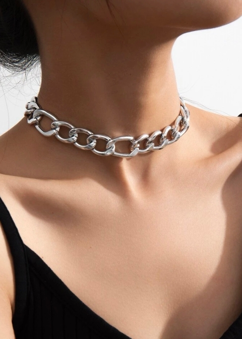 Colar Choker Corrente Grossa Agata