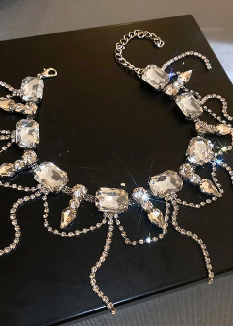 Colar Choker Gargantilha Pedraria Strass Victoria