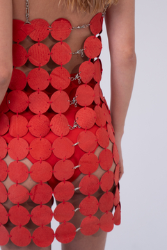 Imagem do Vestido Curto Couro Legitimo Frente Unica Rustic Saporski