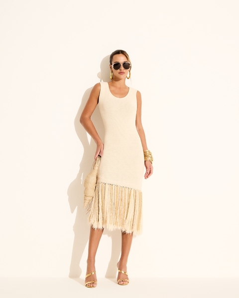 Vestido Midi Tricot Franjas Correntes Bardoh