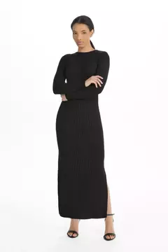 Vestido Longo Tricot Manga Longa Evase Antonela