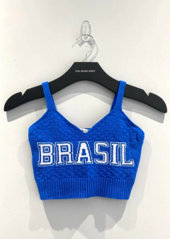 Blusa Cropped Tricot Brasileirinho Azul