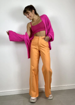 Calça Jeans Wide Leg Flávia Laranja