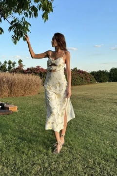 Vestido Midi Flores Metalizado Verena Louisa