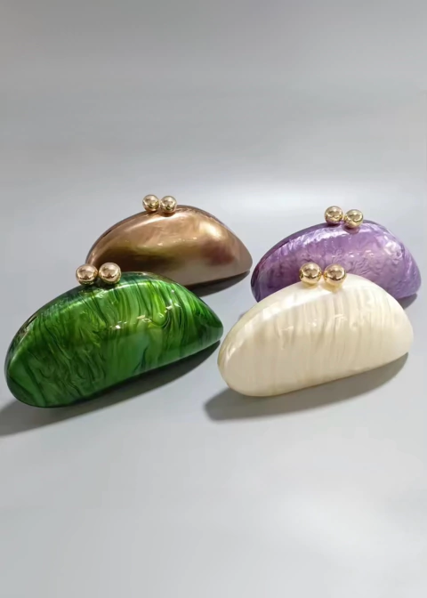 Bolsa Clutch Festa Oval Acrilico Madreperola