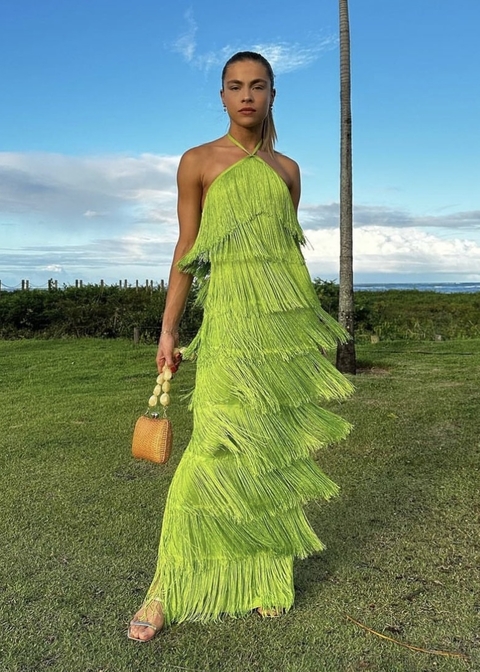 Vestido Longo Tricot Classic Franjas Blforyou