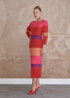 Vestido Midi Tricot Listras Color