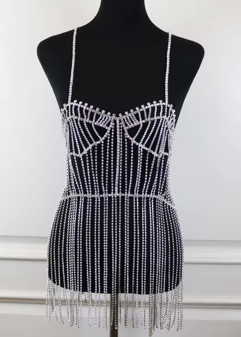 Vestido Sobreposição Strass Jóia - comprar online