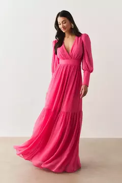 Vestido Longo Manga Bufante Belize