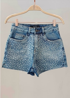 Short Jeans Cintura Alta Strass Joia – Brilhe no Carnaval e em Qualquer Evento