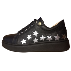 Nimai estrella negro plata cuero vacuno