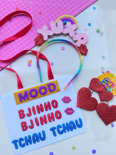 Kit BEIJINHO TCHAU (tiara + plaquinha)