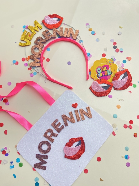 Kit casal VEM MORENIN (tiara + plaquinha)