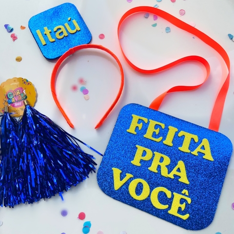 Kit ITAÚ (tiara e plaquinha)