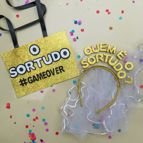 Kit casal SORTUDO (tiara + plaquinha)
