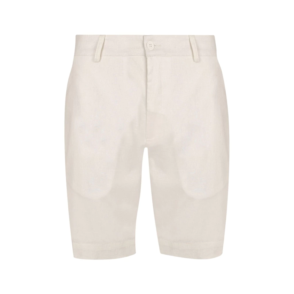 Bermuda Linho Alfaiataria Off White Cós de Elástico