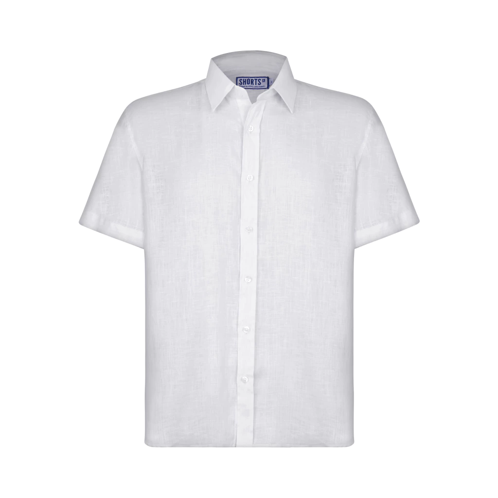 Camisa 100% Linho Manga Curta Branca