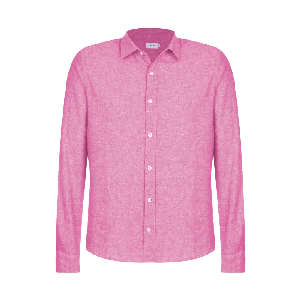 Camisa de Linho Milos Goiaba (sem bolso) Manga Longa