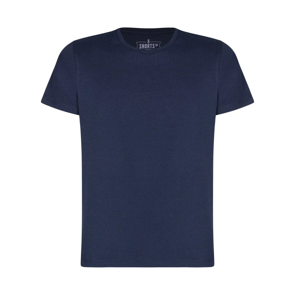 Camiseta Gola Careca Fio Egípcio Azul Marinho