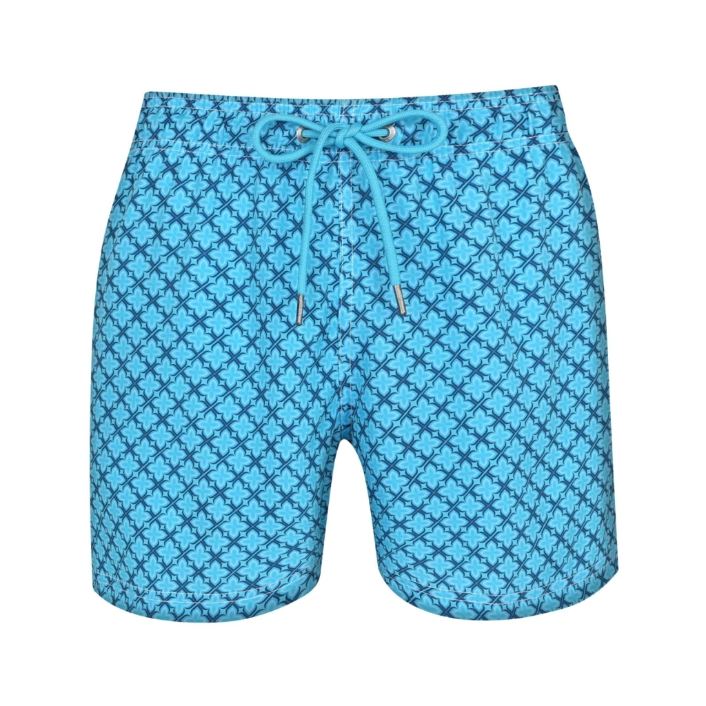 Shorts Regular Elastano Flor Azul