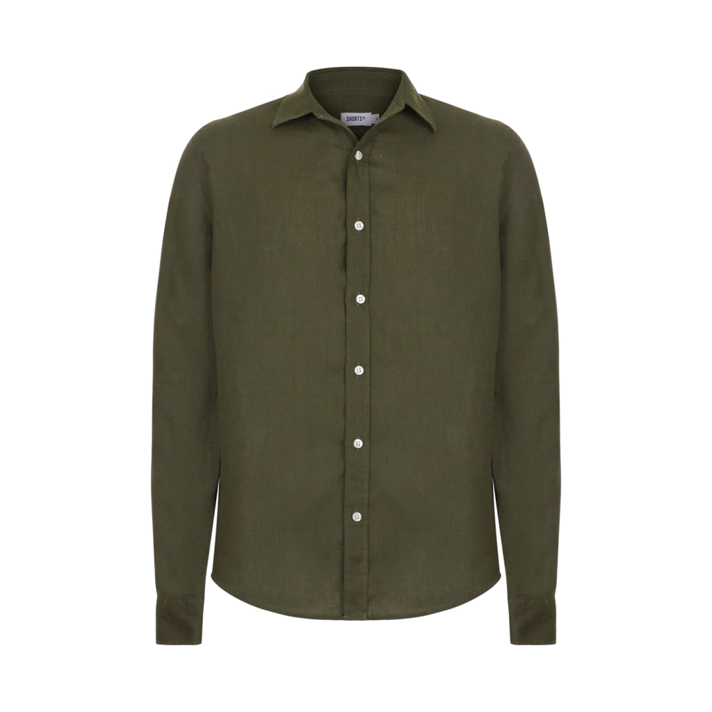Camisa 100% Linho Verde Militar