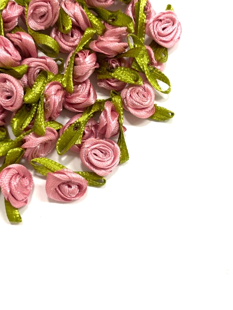 Aplique flor rococó rosa chá - 10 unidades