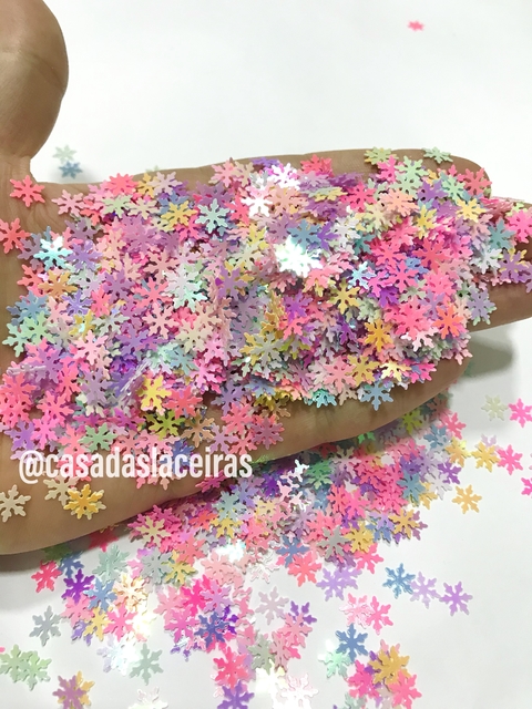 Lantejoulas flocos de neve colorida 10g