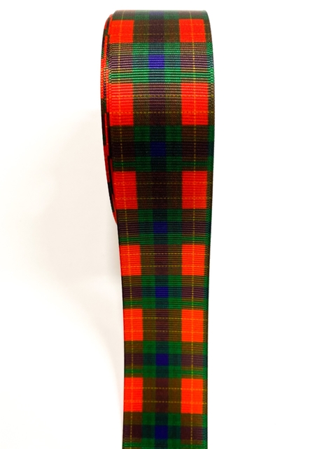 FIta xadrez gorgurão verde escuro/vermelho 38mm - 2 metros