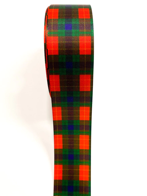 FIta xadrez gorgurão verde escuro/vermelho 38mm - 2 metros