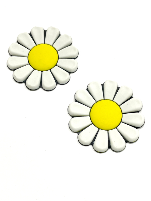 Aplique flor margarida branco/amarelo Brasil 4cm emborrachado - 2 unidades - comprar online