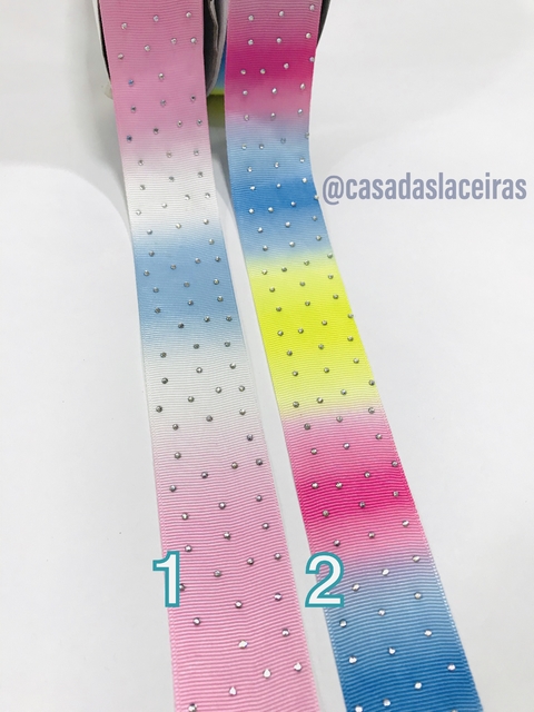 Fita strass degradê 38mm