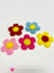 Aplique flor tecido cores vivas - 2 unidades