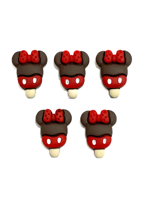 Aplique picolé Minie lacinho vermelho - 5 unidades