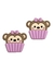 Aplique cupcake macaquinho forma rosa emborrachado - 2 unidades