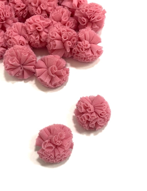 Pompom Tule 2,5cm Rosa chá - 10 unidades