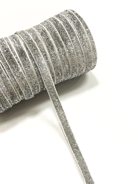 Fita lurex esponjada prata 10mm - 3 metros