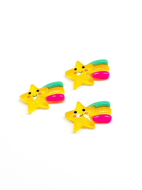 Aplique Estrela cadente amarela - 5 unidades