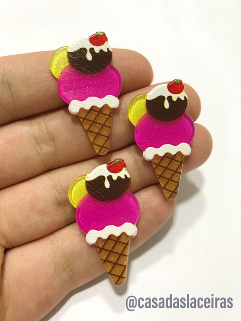 Aplique Sorvete resina 2 unidades