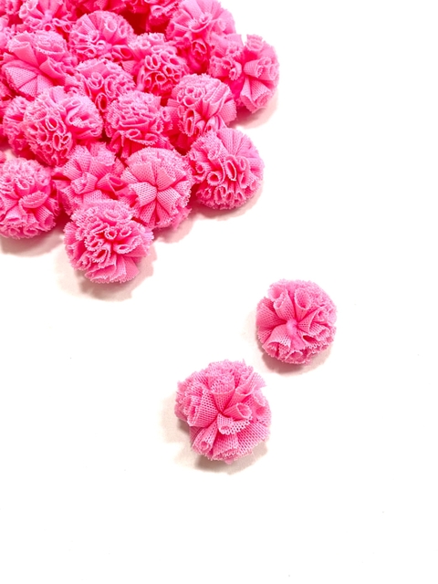 Pompom Tule 2,5cm Rosa - 10 unidades