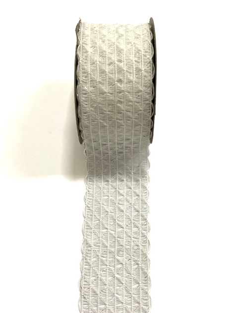 Fita telada brilhosa princess branco 38mm - 1 metro