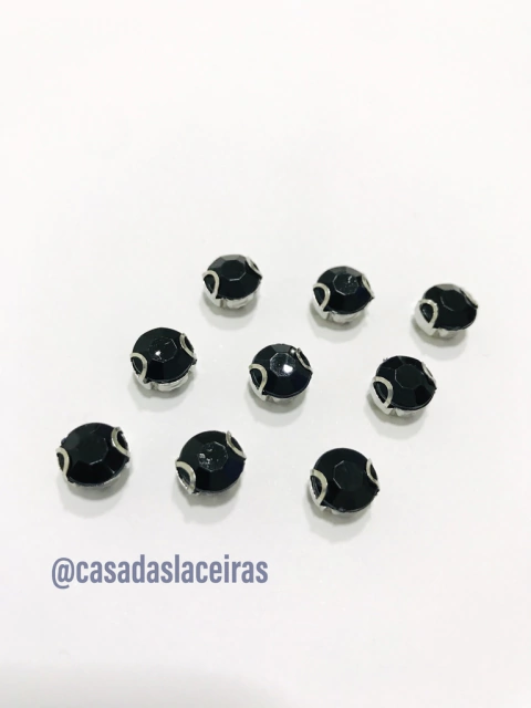Pedra redonda preta 0.7cm pacote com 10 unidades